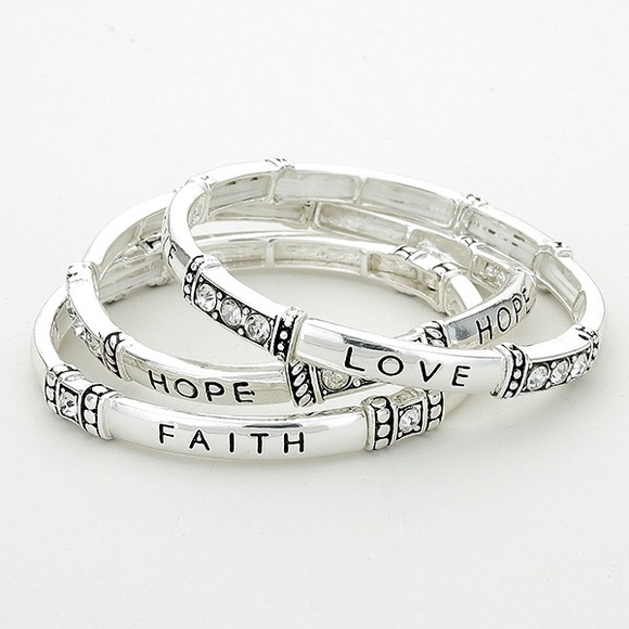 "Love Hope Faith" Stack Bracelet - Picture 2 of 2