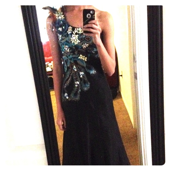 Black and Peacock Prom Dress