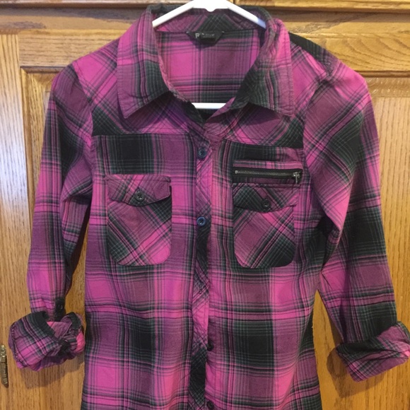 Pink and black checkered board shirt