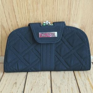 Vera Bradley Kiss 'n Snap Black Wallet