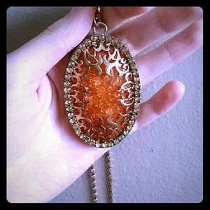 Amber pendant, gold detailing Necklace