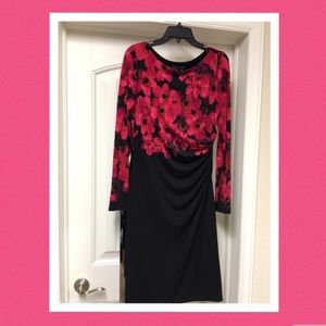 Ralph Lauren Fuchsia/Black Shirred Dress