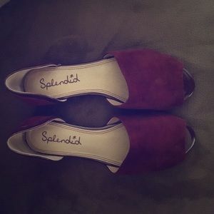 Burgundy open toe shoes