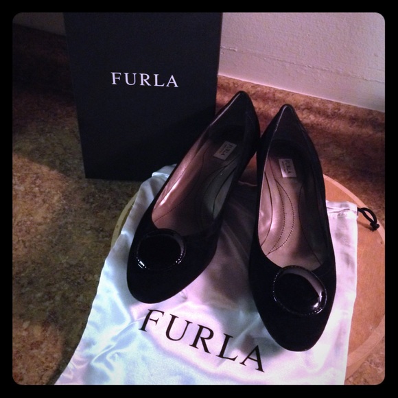 Authentic FURLA Black Suede Pumps