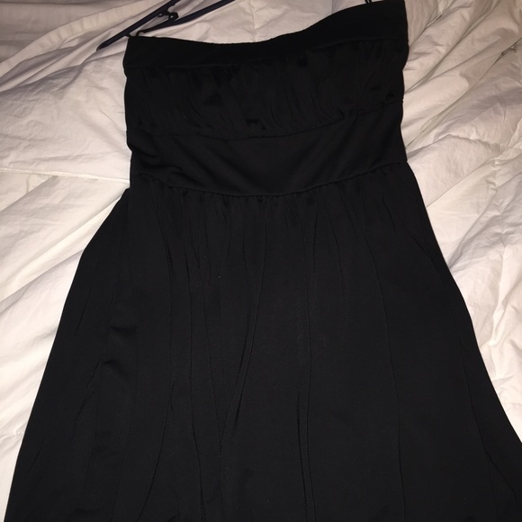 Solid black strapless mini