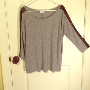 Gray 3/4 Sleeve with black leather trimming