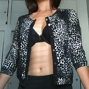 Leopard print mid sleeve Cardigan
