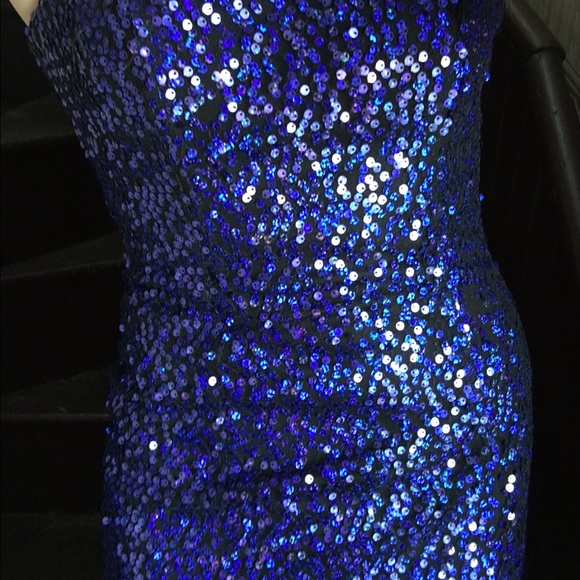 Sean X-press Blue Sequin Prom Dress - Picture 4 of 4