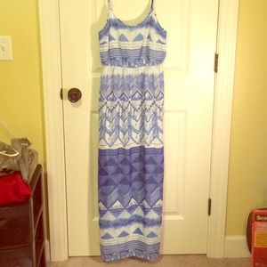 Fun Blue Patterned Maxi Dress