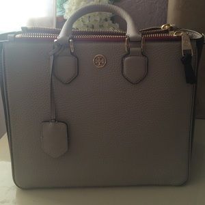 Tory Burch Tricolored Pebbled Square Tote