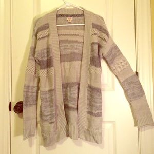 Striped gray open cardigan
