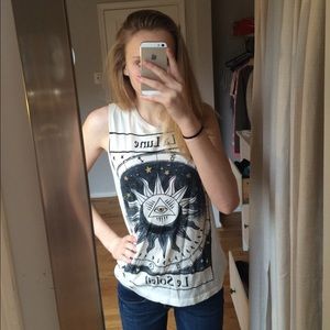 White astrology design muscle shirt from UO