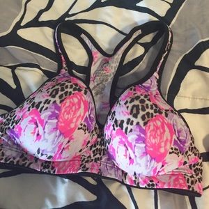 Floral and cheetah pink sports bra