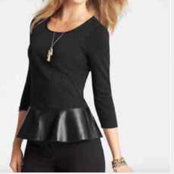 Black peplum w/ leather trim