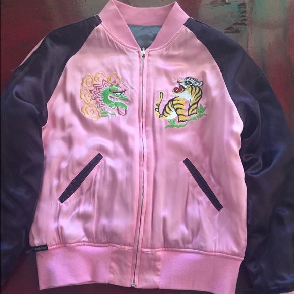 Gold Hawk Jackets & Blazers - GoldHawk Satin Embroidered Bomber