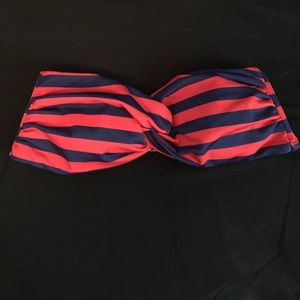 Red & navy blue striped bikini top