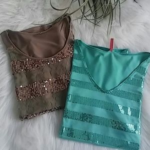 Bundle of sequin tops & coin purse