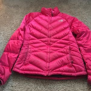 Pink north face winter coat
