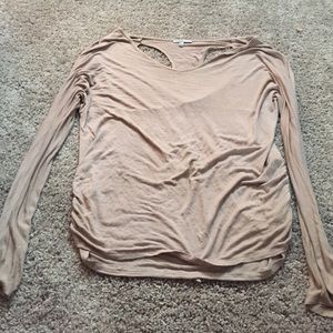 Cute long tan shirt with cutout in the back