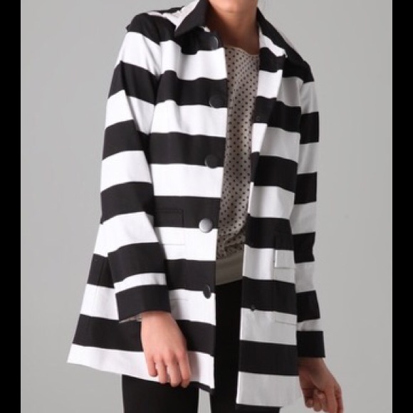 Alice + Olivia Constance Striped Trench Coat