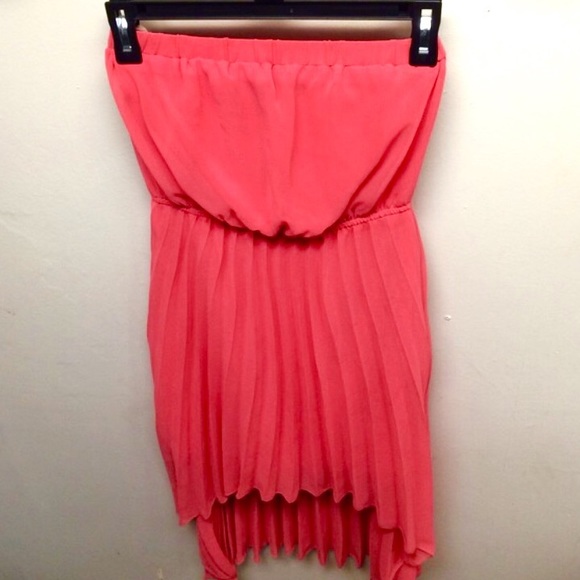 High Low Coral Strapless Dress - Picture 1 of 4