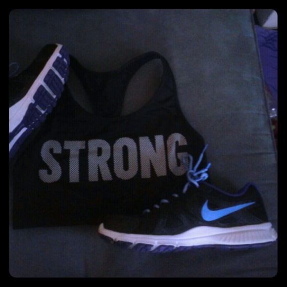 Blue , purple and black nike sneakers