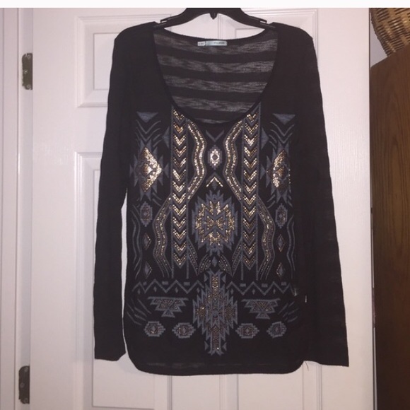 Black sheer long sleeve top