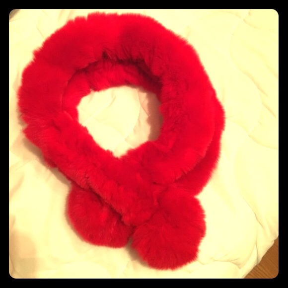 Real red fur scarf from Neiman Marcus