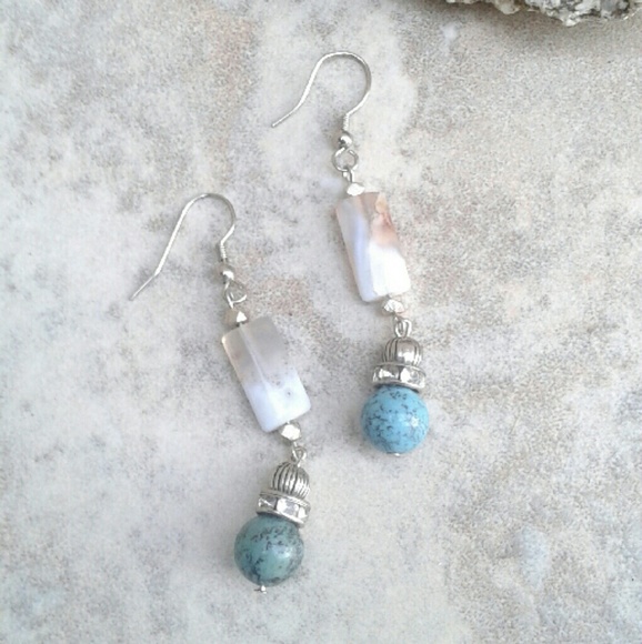 Turquoise and Agate Mix Handmade Earrings