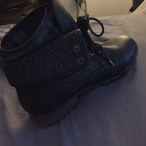 Black and plaid combat boots