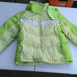 GIRL'S SIZE 6X WEATHER TAMER GREEN AND WHITE COAT