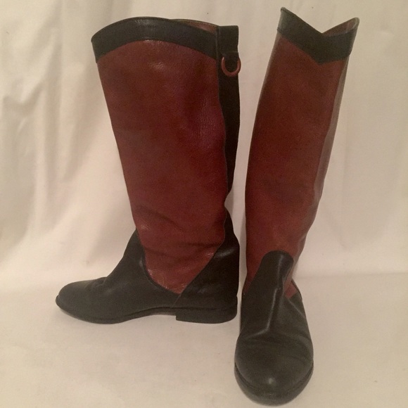 Black and Brown Leather Vintage Riding Boots