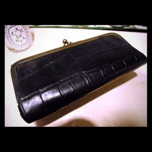 Genuine Leather Black Continental Wallet w/ Mirror