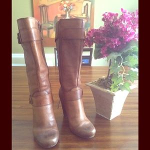 Brown "Whiskey" high boots by Arturo Chiang