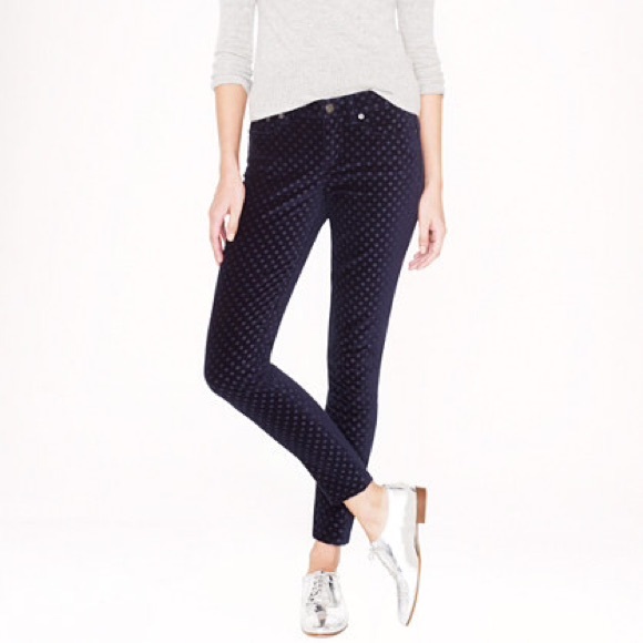 J. CREW TOOTHPICK JEAN IN VELVET DOT SZ. 26