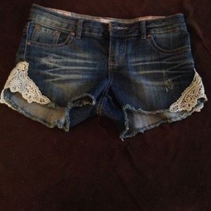 Laced side jean shorts