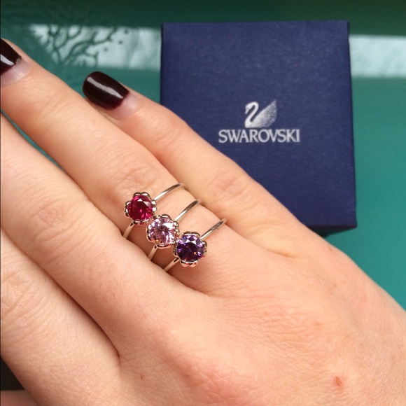 Swarovski crystal stackable ring set