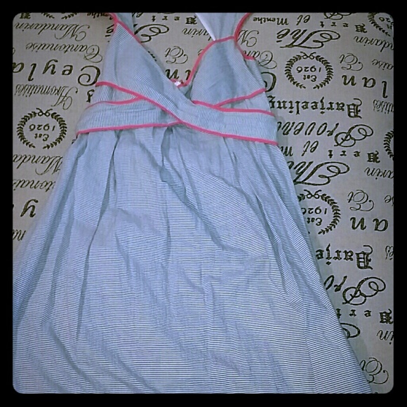 Grey, white, coral dress
