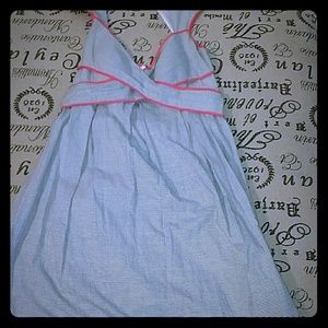 Grey, white, coral dress