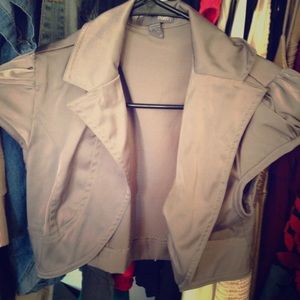 Cropped cover up. Silky gray/silver-ish.