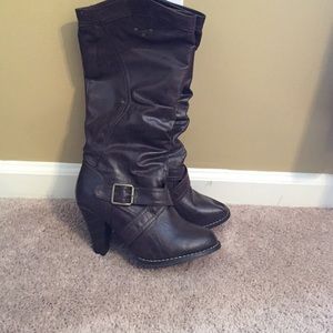 Brown heeled boots