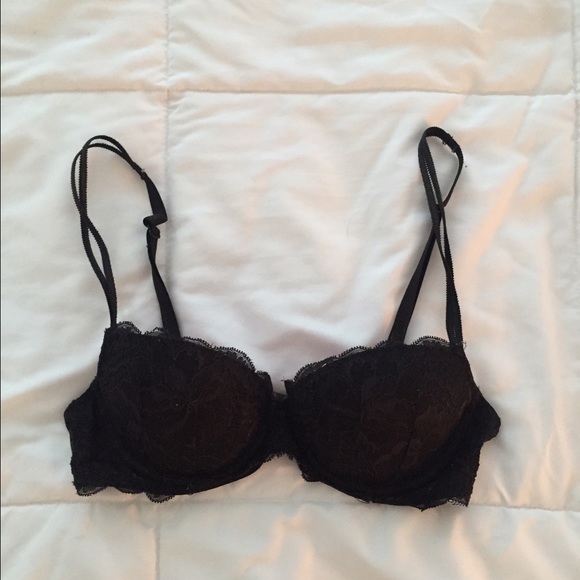 Victoria's Secret Pink Black Lace Push-up Bra
