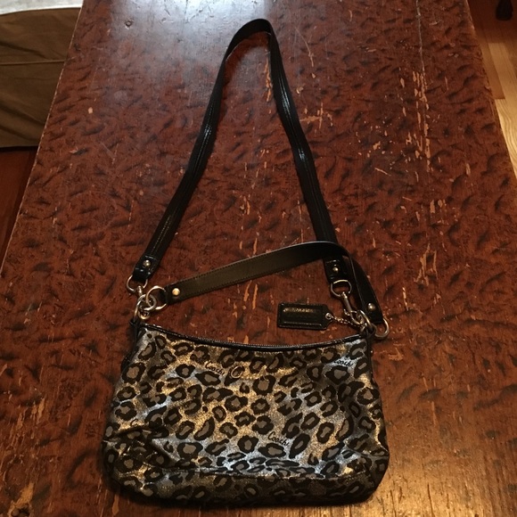 Silver cheetah print coach bag