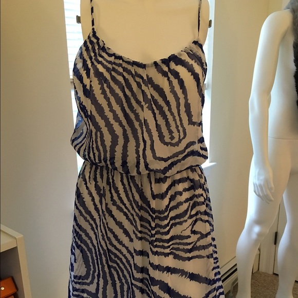 Aqua blue and white animal print dress size M