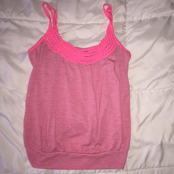 Fluorescent pink and grey spaghetti strap shirt