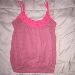 Fluorescent pink and grey spaghetti strap shirt