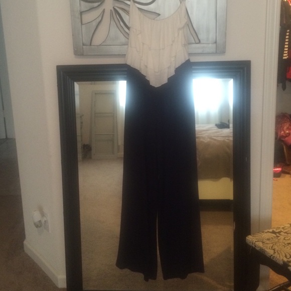 Navy & White strapless romper.