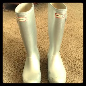 Kids silver HUNTER boots girls size 5. EU 35/36