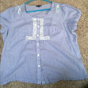 Button up striped shirt.