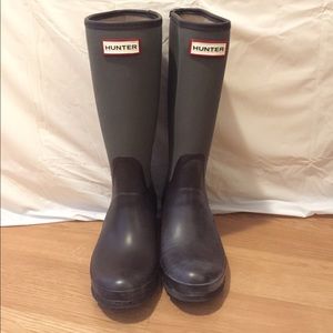 Hunter boots rain Colorblock Olive Brown 6 EUC